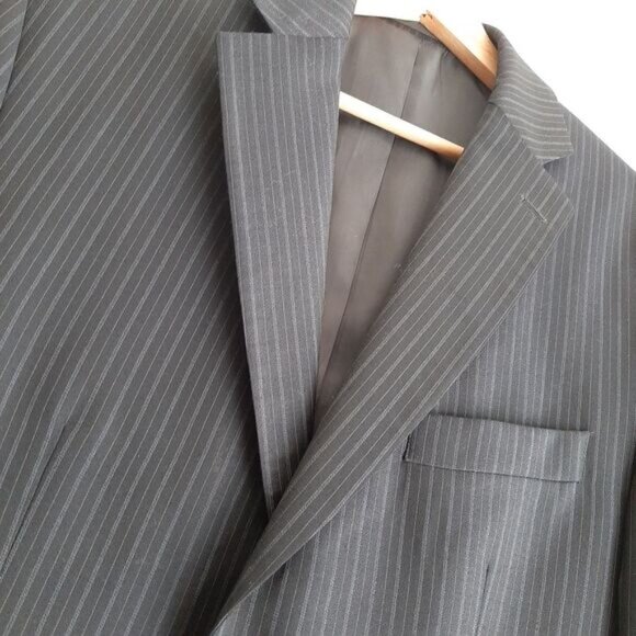 CHAPS 100% Wool Pinstripe Blazer Jacket Navy Blue Men's Sz 38 R - Picture 8 of 15